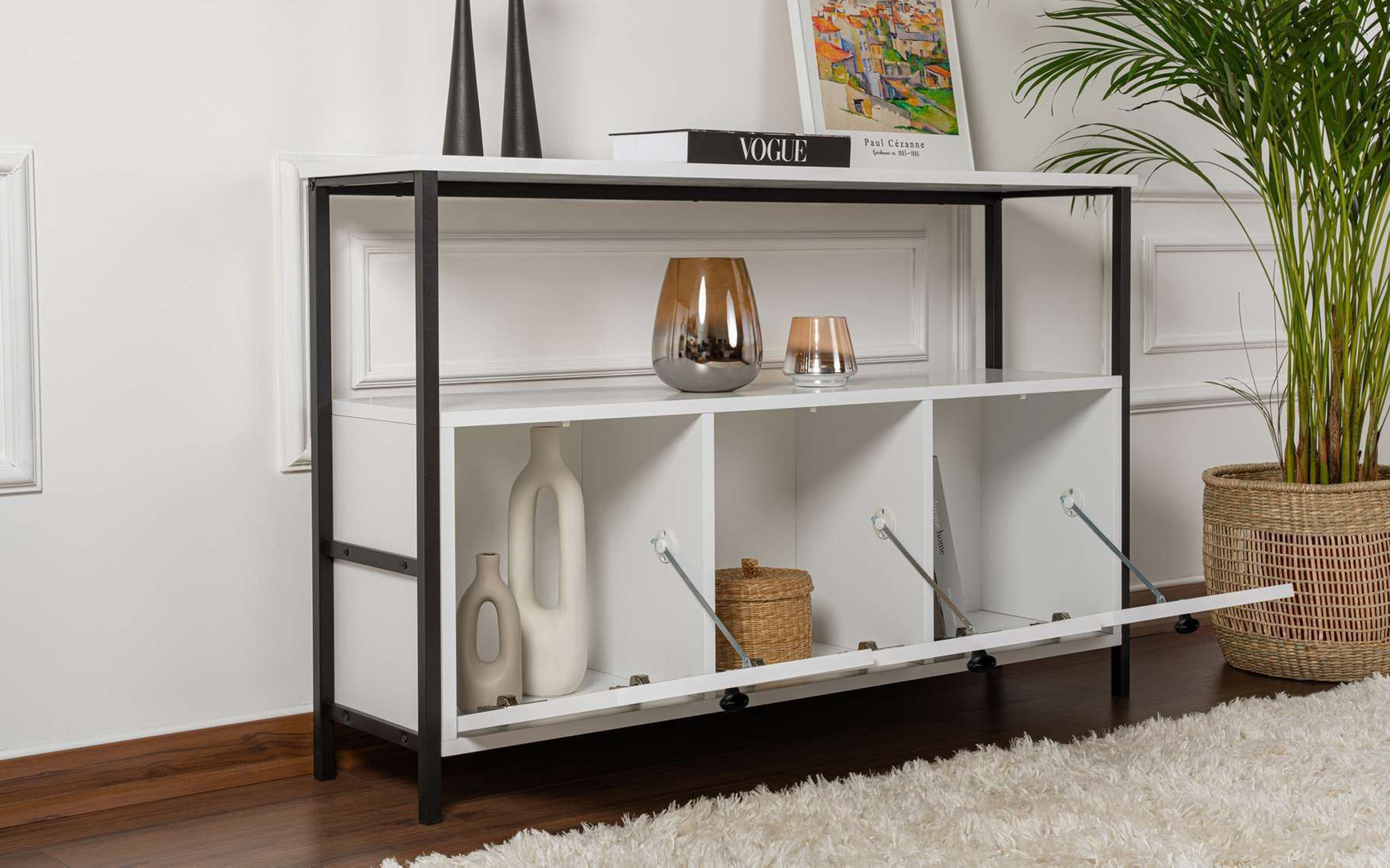 Masa consola Solans, alb + negru  4